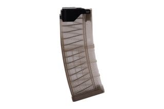 Lancer 30-round magazine showing hybrid steel-polymer build and visible internal spring